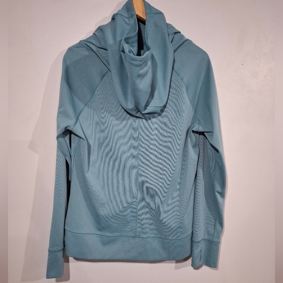 The North Face Blue Knit Cowl Neck Hoodie Pockets Light Weight Large - Picture 2 of 10